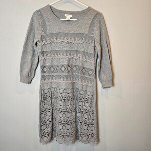 Sundance Dress Lovely Days Pointelle Knit Sweater Mini Crochet Boho Womens Small
